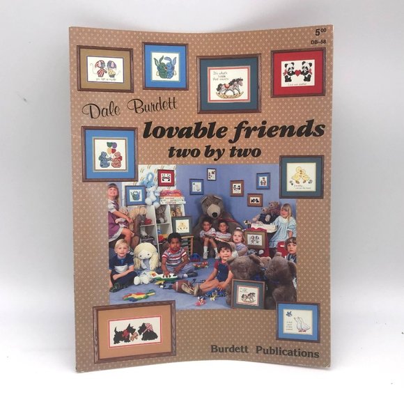 Vintage Cross Stitch Patterns, Lovable Friends Two by Two by Dale Burdett DB58 - Picture 1 of 2